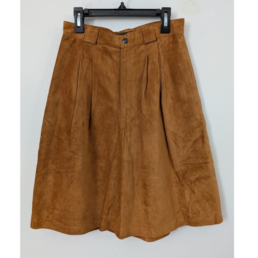 Bushwacker USA Vintage Suede Nubuck Leather High Waisted Shorts - Picture 2 of 13